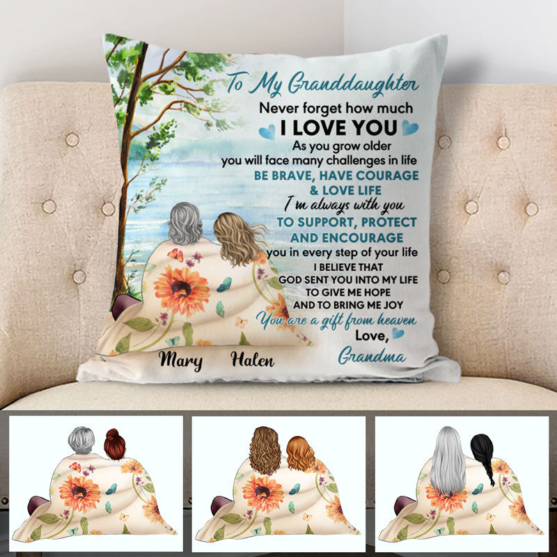 Personalized Gift To Daughter, Granddaughter Lake View, Never Forget How Much I Love You, Custom Pillow