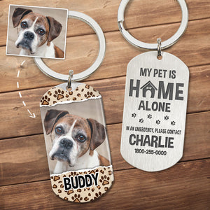 Pet Home Alone, Emergency Personalized Keychain, Gifts For Dog Lovers, -  PersonalFury