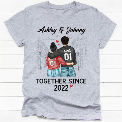 Together Since Queen King Couple, Personalized Unisex Shirt, Anniversary Gifts For Couple
