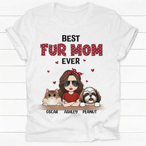 Best Fur Mom Fur Mum Ever Polka Dot, Personalized Shirt, Custom Gifts For Pet Lovers