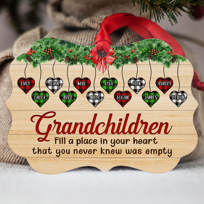 Grandchildren Fill A Place In Your Heart, Personalized Aluminium Ornaments, Custom Holiday Gift