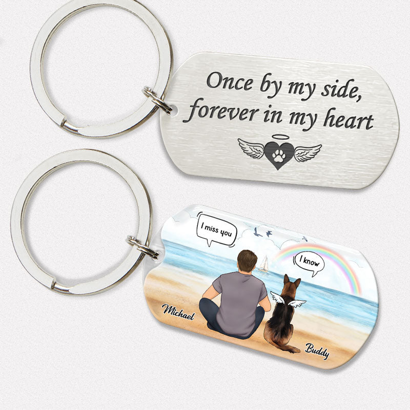 Once By My Side, Personalized Keychain, Memorial Conversation, Gift For Dog Lover