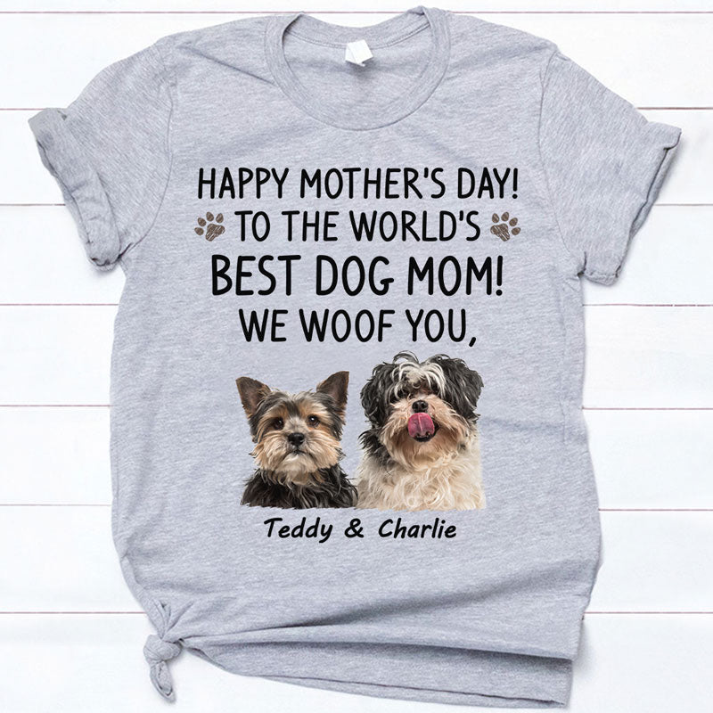 Mother's Day Gift 2023, Custom Photo Shirt - Happy Mother's Day Dog Mom, Gift for Dog Mom, PersonalFury, Pullover Hoodie / Ash / 4XL