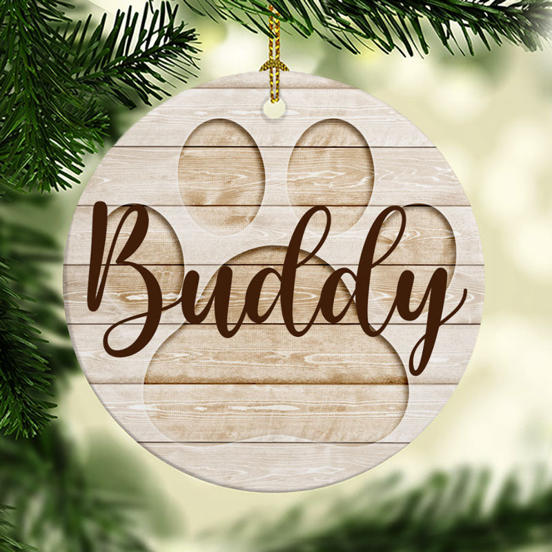 Personalized Name Paw, Christmas Ornaments, Custom Gift for Pet Lovers