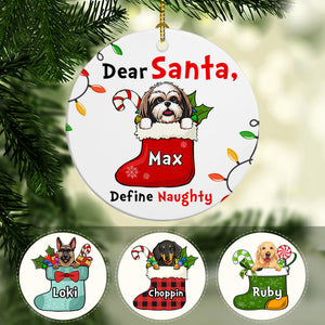 Define Naughty, Personalized Christmas Ornaments, Custom Gift for Dog Lovers