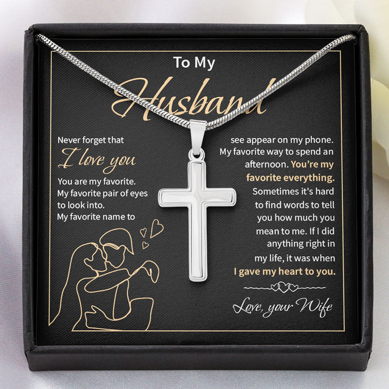 You Are My Favorite Everything, Personalized Cross Necklace, Gifts For Him