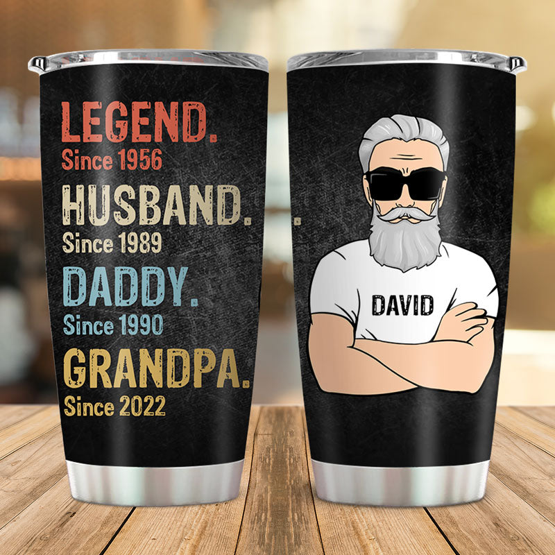 Legend Husband Daddy Grandpa, Personalized Tumbler Cup, Father's Day Custom Gifts