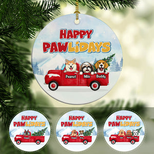 Happy Pawlidays, Personalized Circle Ornaments, Custom Gift for Dog Lovers