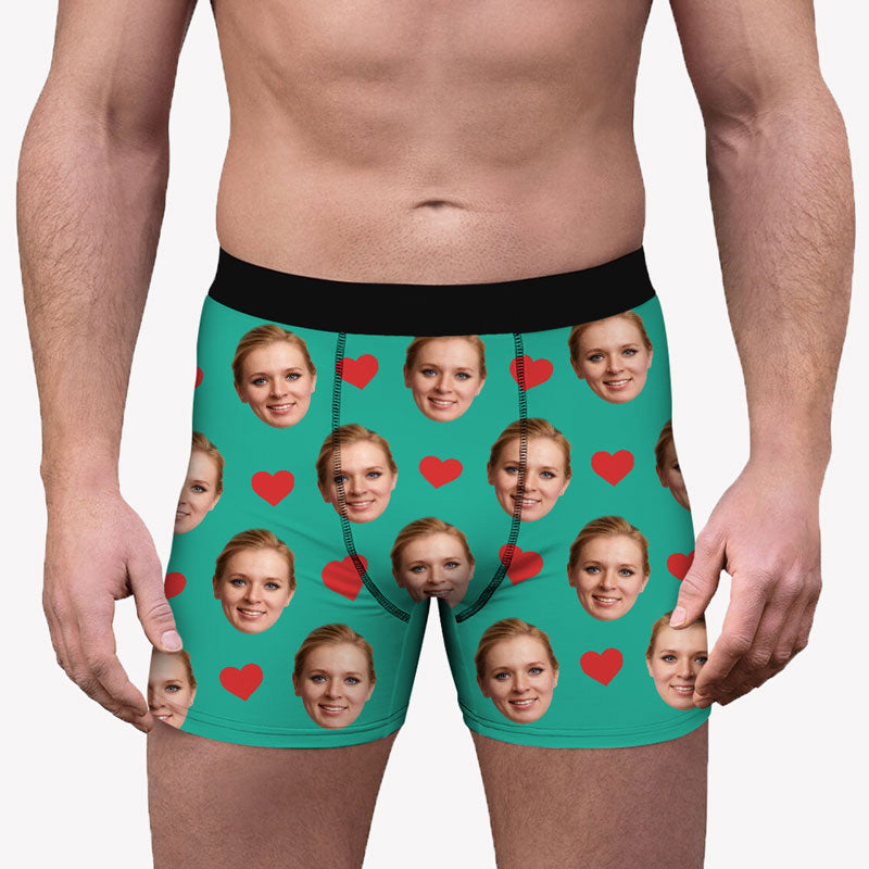 Custom Men's Faces Boxer, Personalized Underwear With Face
