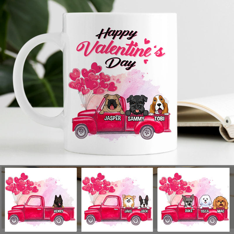 Happy Valentine's Day Version 1, Personalized Mug, Custom Gifts for Dog Lovers