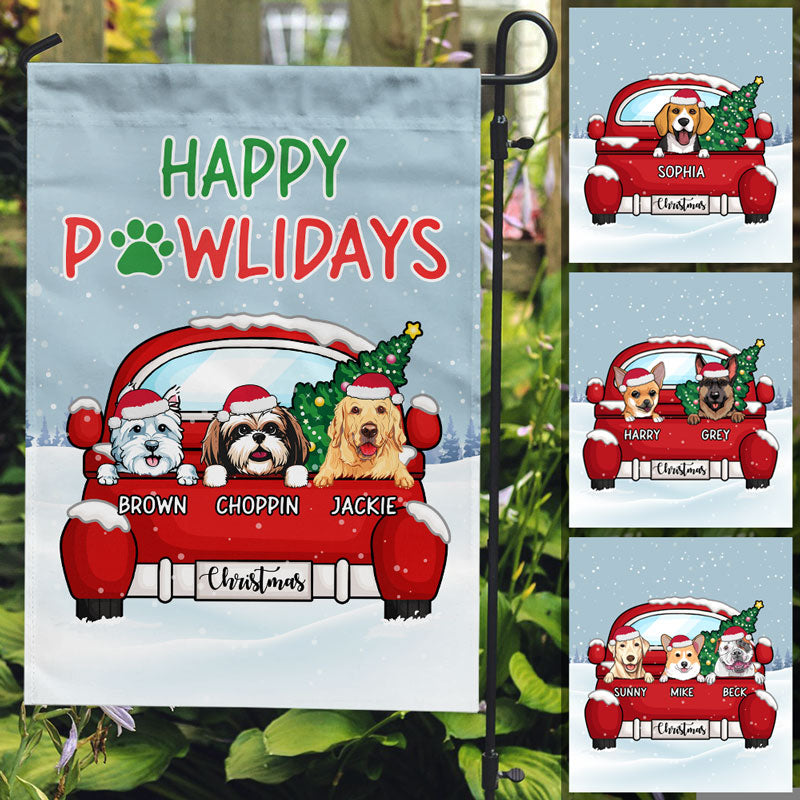 Happy Pawlidays, Custom Flags, Christmas Printing Dog Flags, Personalized Dog Decorative Garden Flags