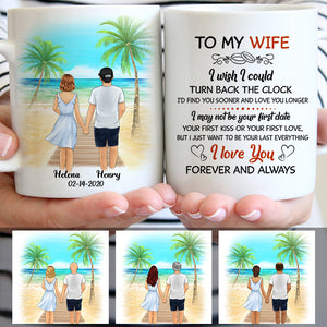 To my wife I wish I could turn back the clock Palm beach, Customized mug, Anniversary gifts, Personalized gift for her