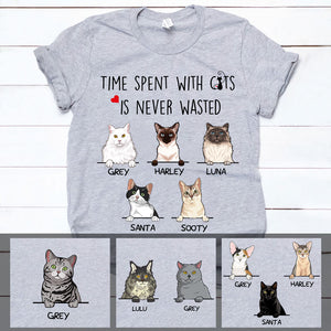 Time Spent With Cats Is Never Wasted, Custom Shirt, Personalized Gifts for Cat Lovers