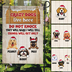 Crazy Dogs, Custom Flags, Christmas Printing Dog Flags, Personalized Dog Decorative Garden Flags