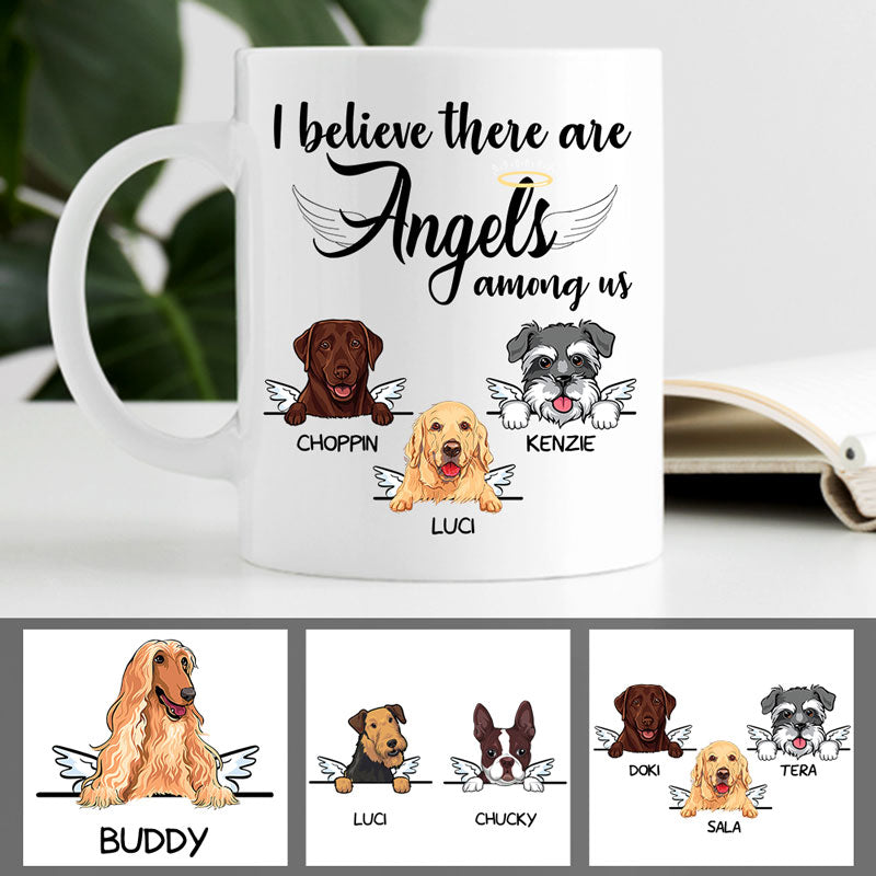Angels Among Us, Custom Memorial Dogs Mug, Personalized Gifts for Dog Lovers