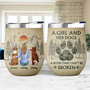 A Girl And Her Dogs, Personalized Wine Tumbler Cup, Custom Gift For Dog Lovers, Mother's Day Gifts