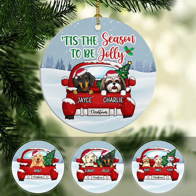 Tis The Season To Be Jolly, Personalized Circle Ornaments, Custom Gift for Dog Lovers