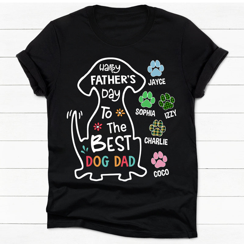 Happy Father's Day To Best Dog Dad, Dark Color Custom T Shirt, Personalized Gifts for Dog Lovers