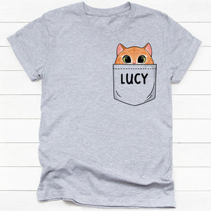 Pocket Tee Cat, Cat Mom, Cat Dad, Custom Shirt, Personalized Gifts for Cat Lovers