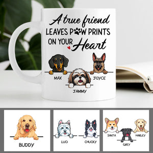 Leaves Paw Prints on Your Heart, Personalized Coffee Mug, Gift for Dog Lovers, Father's Day gift