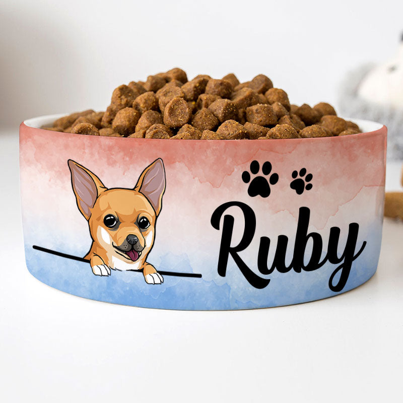 Personalized Custom Dog Bowls Watercolor Paint Gift for Dog