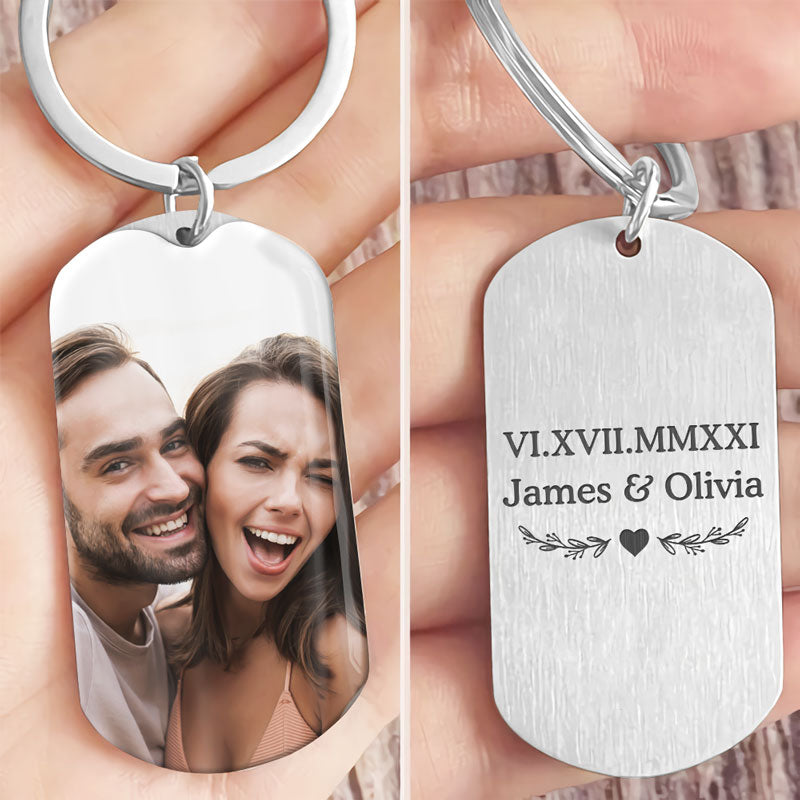 Roman Number, Personalized Keychain, Gifts For Him, Anniversary Gifts, Custom Photo