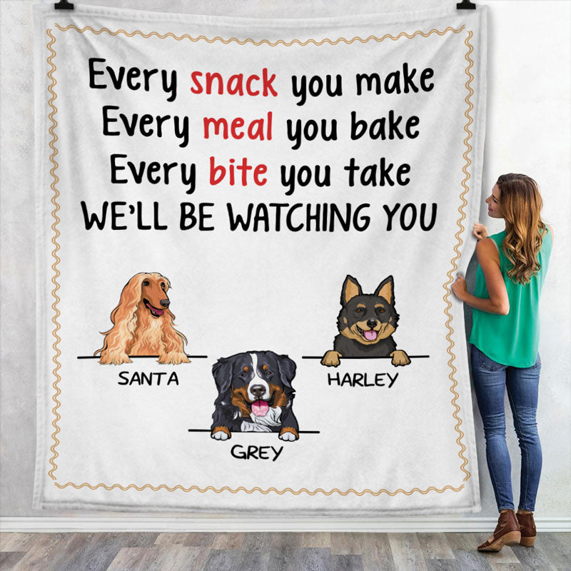 Custom Blanket Personalized Dog Blanket Snack Meal Bite Gift for Dog Lovers