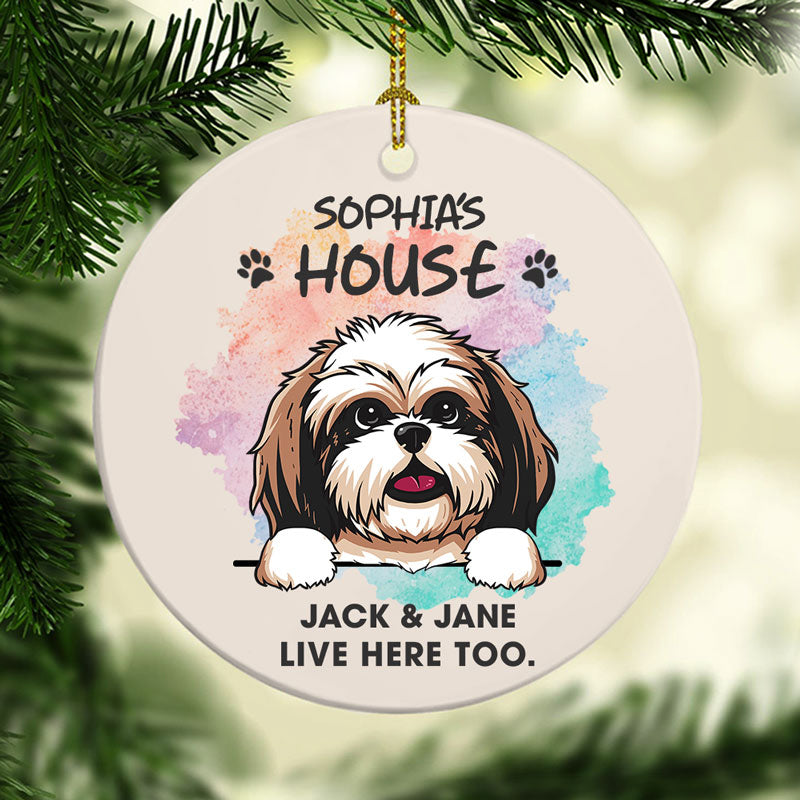 Live Here Too, Personalized Circle Ornaments, Custom Gift for Dog Lovers