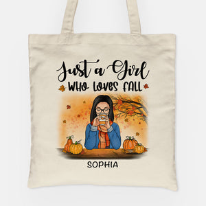 Just A Girl Who Loves Fall, Autumn Fall, Personalized Canvas Tote Bag