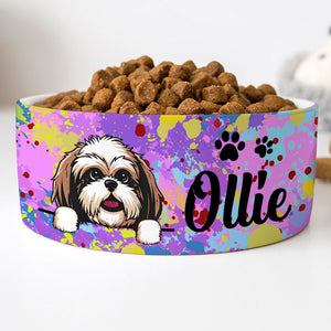 Personalized Custom Dog Bowls, Colorful Paint Splatter, Gift for Dog Lovers