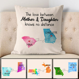 Long Distance Mother And Daughter, Personalized State Colors Pillow, Custom Gift for Mom