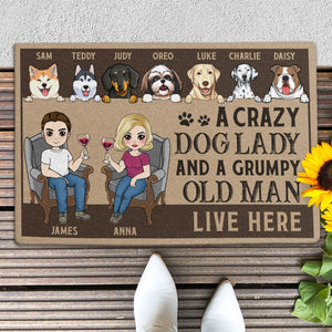 A Crazy Dog Lady And A Grumpy Old Man, Personalized Doormat, Custom Gifts For Dog Lovers