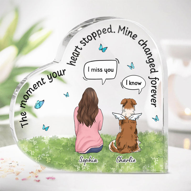 The Moment Your Heart Stopped, Personalized Keepsake, Heart Shaped Plaque, Memorial Gift For Dog Lovers