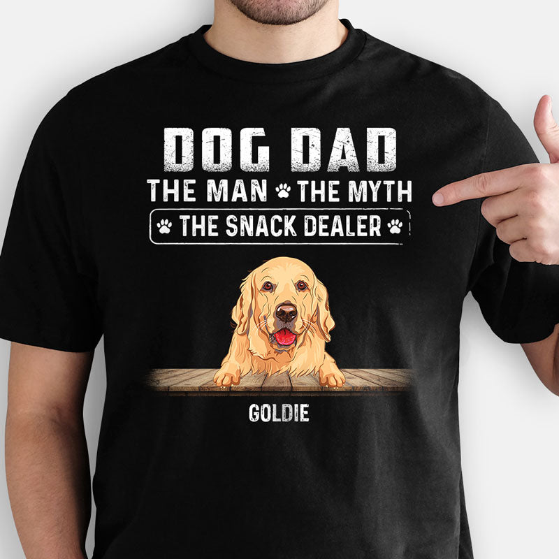 The Man The Myth The Snack Dealer Peeking Dog, Personalized Shirt, Gifts For Dog Lovers