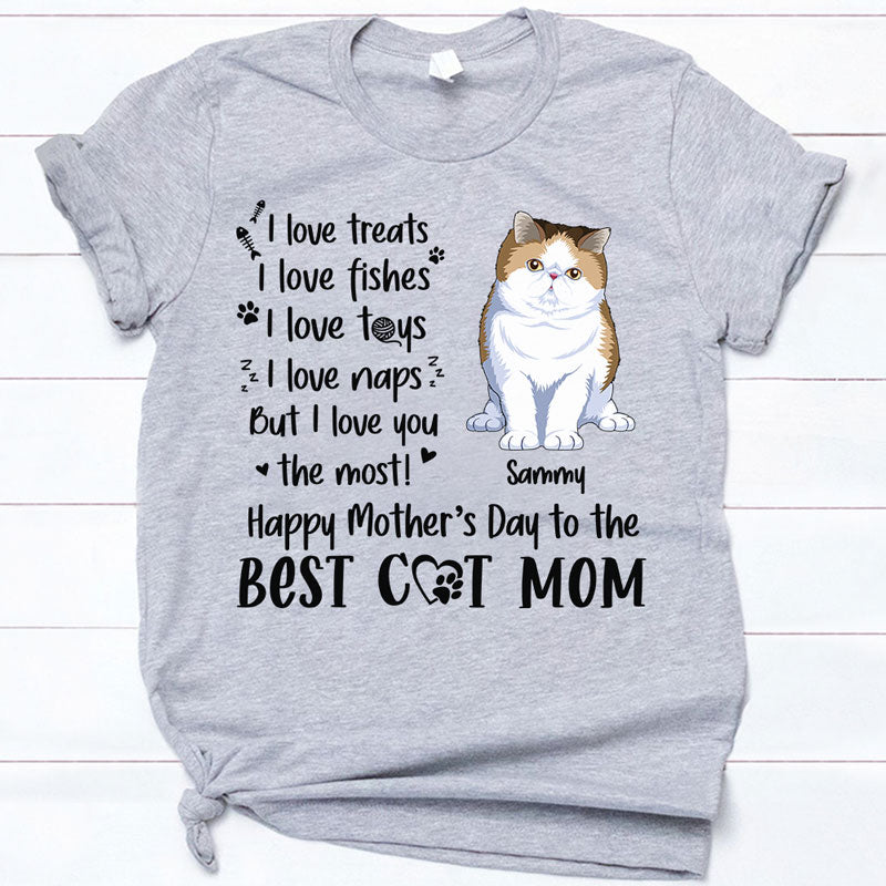 I Love Treats I Love Fishes, Personalized Mother's Day Shirt, Gifts For Cat Mom