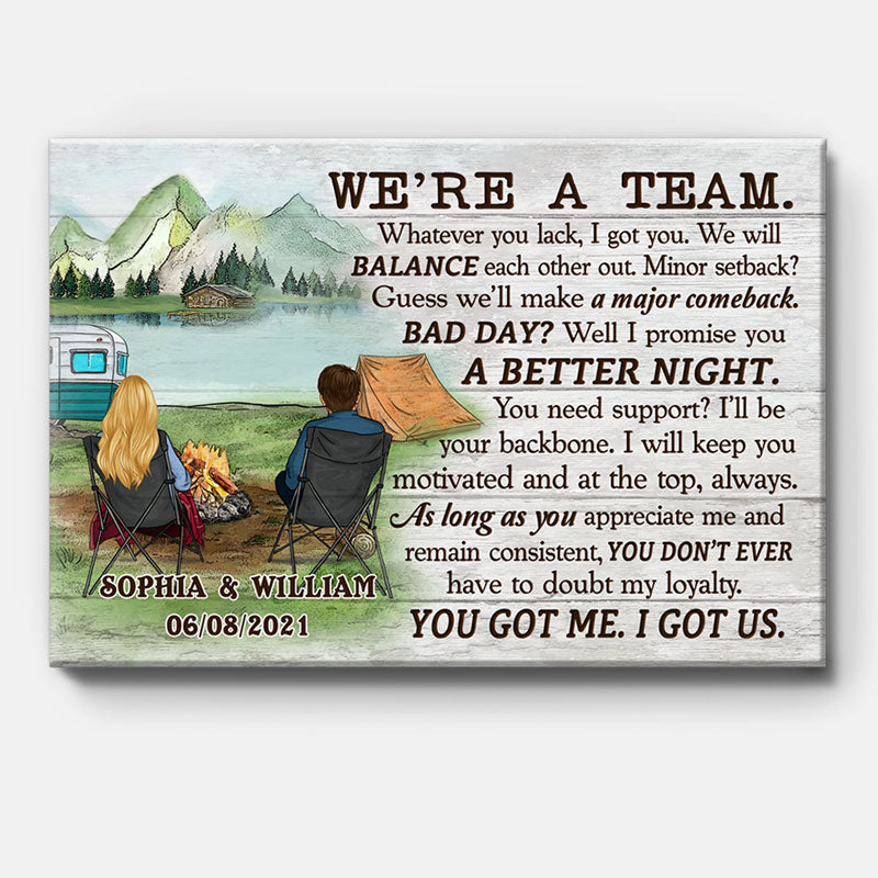 Personalized We Are A Team Canvas, Camping, Premium Canvas Wall Art
