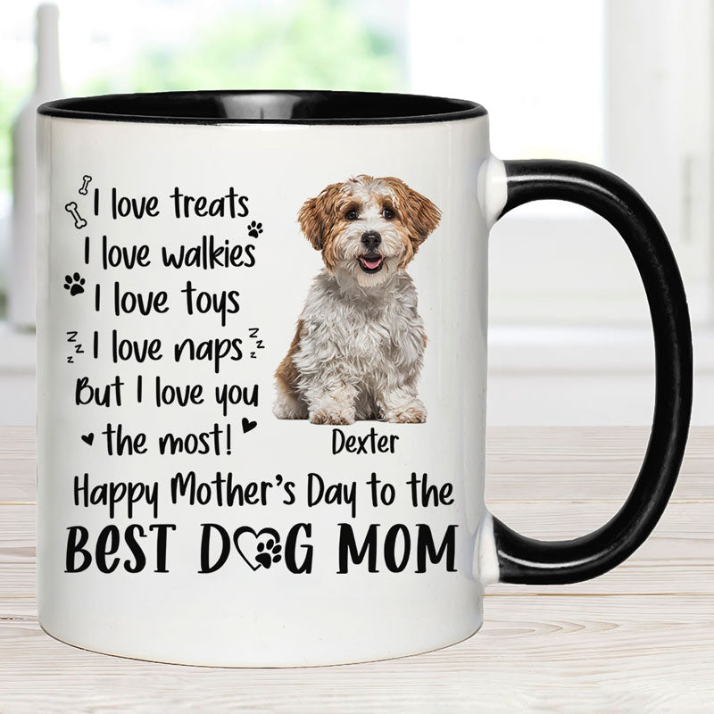 Happy Mother's Day Best Dog Mom, Personalized Accent Mugs