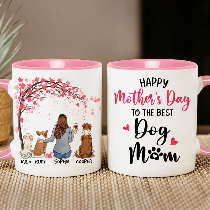 Happy Mother's Day Best Dog Mom, Personalized Accent Mugs