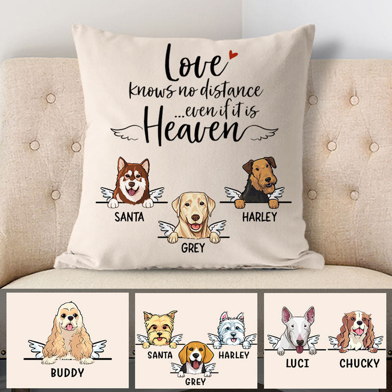 Love Knows No Distance, Memorial Personalized Pillows, Custom Gift for Dog Lovers