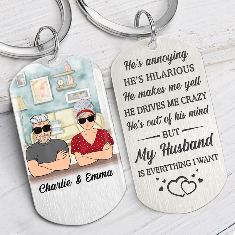 He's Annoying He's Hilarious, Personalized Keychain, Valentine's Day Gifts For Him
