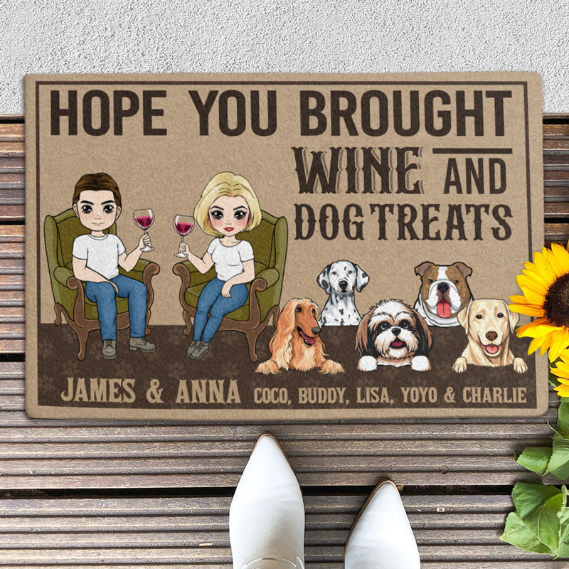 Hope You Brought Wine and Dog or Cat Custom Pet Doormat from Original  Photo