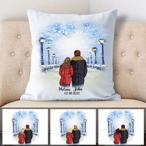 Personalized Winter Couple Pillow, Anniversary gifts, Gifts for him, Gifts for her