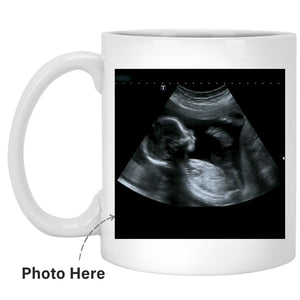 Dear Daddy, I'll Be Snuggled Up In Mommy's Belly, Custom Photo Coffee Mug, Funny Father's Day gift