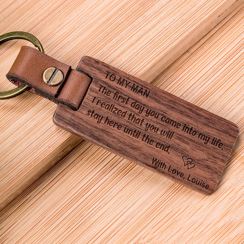 Personalized Engraved Wood Keychain, Valentine Gifts For Him