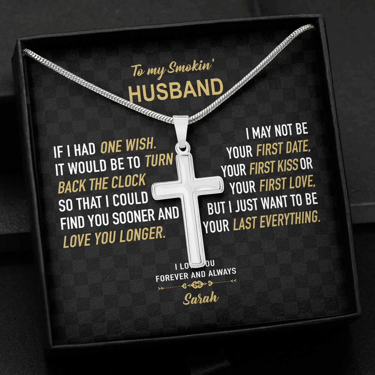 To My Husband Personalized Cross Necklace, Valentine Gift For Him