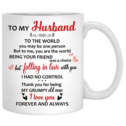 To My Husband To The World You Are One Person, Couple Tree, Anniversary gifts, Personalized Mugs, Valentine's Day gift