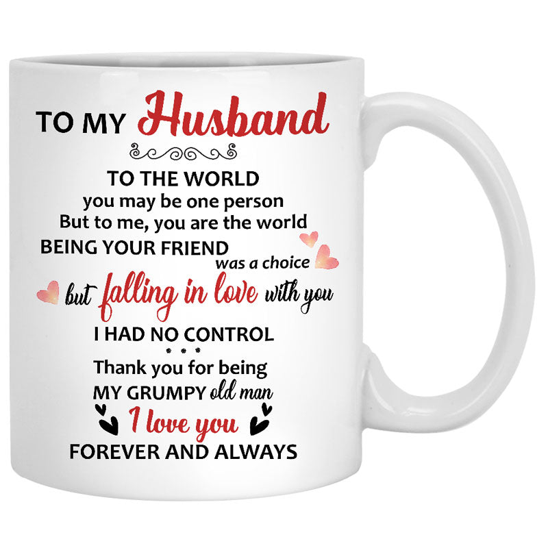 To My Husband To The World You Are One Person, Couple Tree, Anniversary gifts, Personalized Mugs, Valentine's Day gift