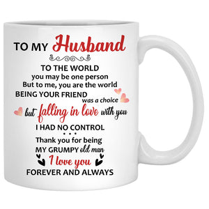 To My Husband To The World You Are One Person, Couple Tree, Anniversary gifts, Personalized Mugs, Valentine's Day gift