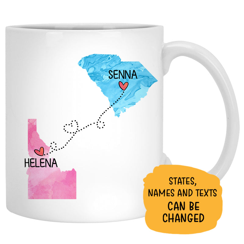 Long Distance Grandma and Granddaughter Quotes Personalized State Coffee Mug, Custom Mother's Day Gift