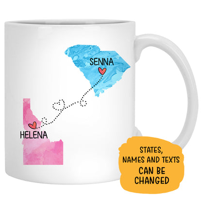 Long Distance Grandma and Granddaughter Quotes Personalized State Coffee Mug, Custom Mother's Day Gift